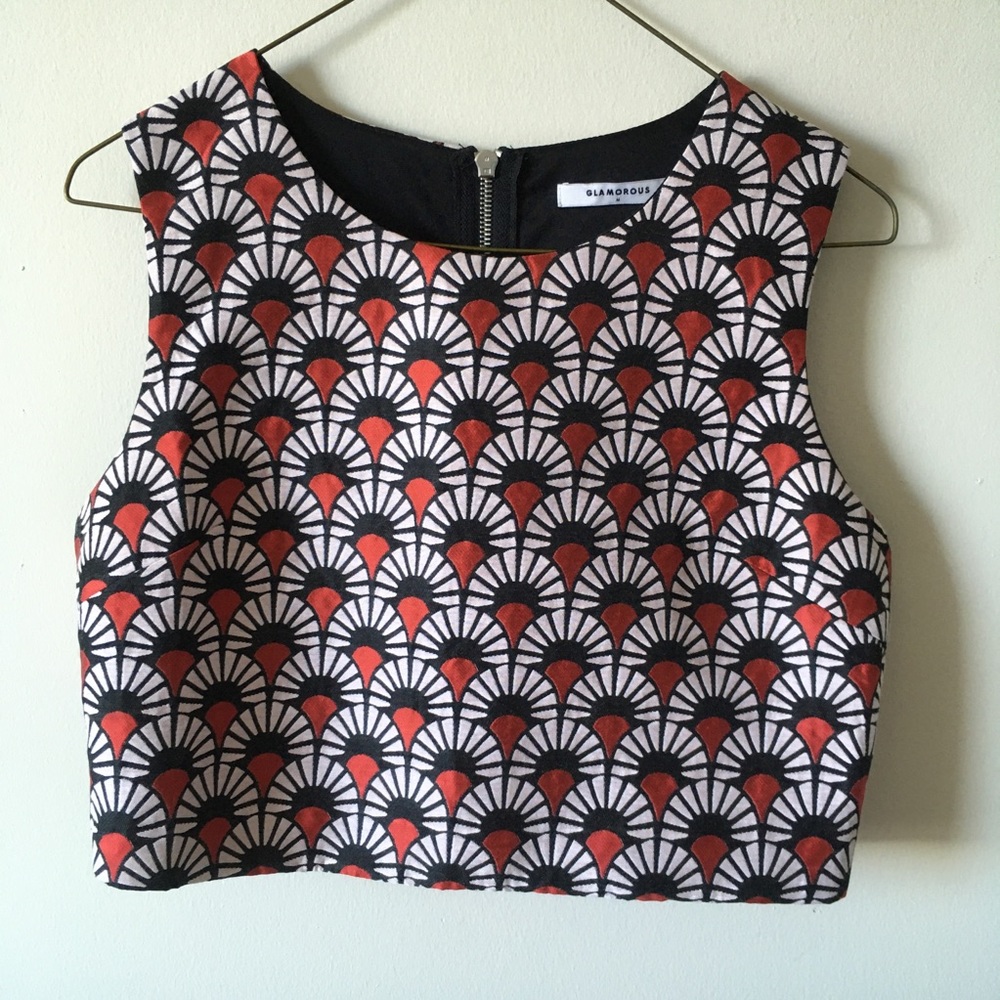 Art Deco Shell Crop Top, sz. M